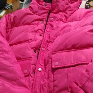 Puffer Jacket Lined Top QualityGirlsPink w/Pockets &ThumbHoleSz 8Water Resistant